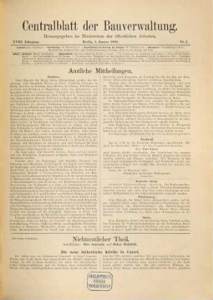 Zentralblatt der Bauverwaltung : Nachrichten d. Reichs- u. Staatsbehörden. 18. 1898