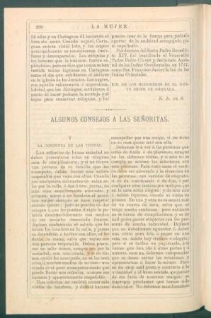Algunos consejos a las señoritas. : V. La conducta en las visitas.
