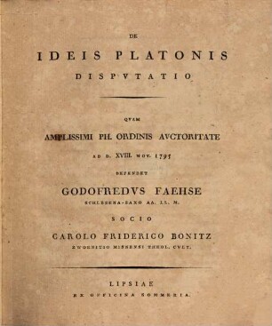 De ideis Platonis disputatio