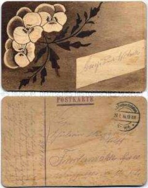 Feldpostkarte aus Holz