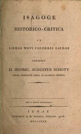 Isagoge historico-critica in libros novi foederis sacros