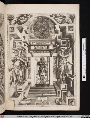 Titelblatt mit Allegorie der Architektur und der Justitia.