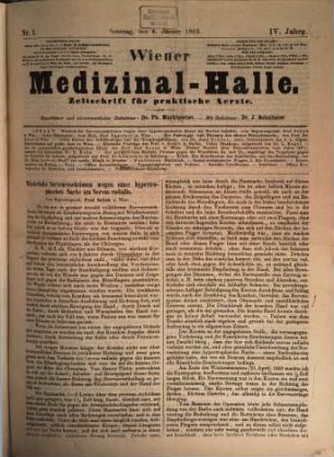 Wiener Medizinal-Halle : Zeitschrift für praktische Ärzte, 4. 1863