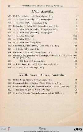 XVII. Amerika (Nr. 403-418)