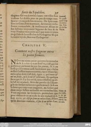 Chapitre V. Comment nostre Seigneur entra les portes fermees.