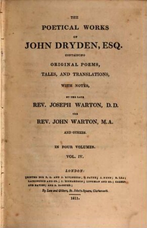 The poetical works of John Dryden : containing original poems, tales, and translations, with notes. 4