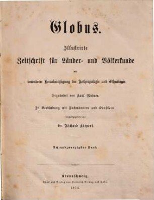 Globus : illustrierte Zeitschrift für Länder- und Völkerkunde, 28. 1875