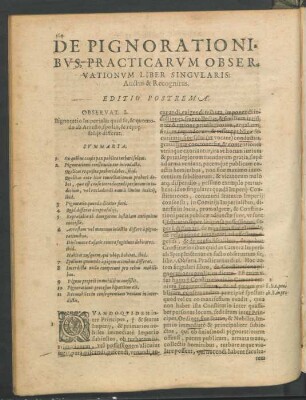 De Pignorationibus, Practicarum Observationum Liber Singularis: