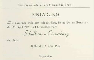 Einladung zur Einweihungsfeier