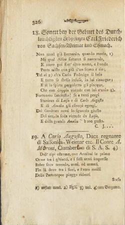 18. Sonett der Geburt des Durchlauchtigsten Erbprinzen Carl Friedrich von Sachsen-Weimar und Eisenach