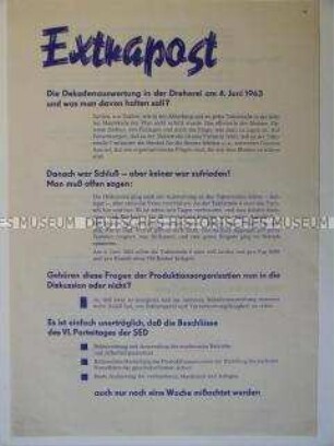 Agitationsblatt der SED für die Planerfüllung im Porzellanwerk Triptis