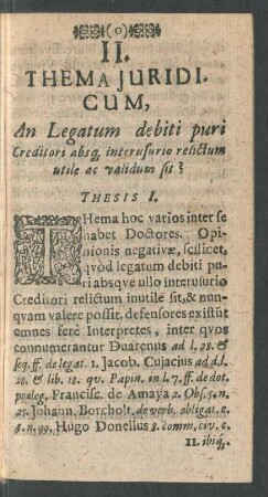 II. Thema Juridicum,