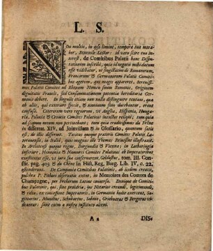 Dispvtatio Jvris Pvblici, De Comitibvs Palatii : Von den Pfaltz-Graffen des Römischen Reichs