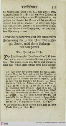 Ueber das Präparieren oder die anatomische Zubereitung der zu dem Unterleibe gehörigen Theile, nebst einem Anhange von dem Foetus