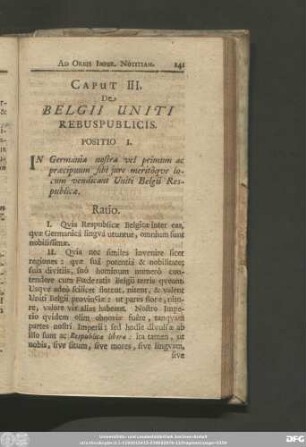 Caput III. De Belgii Uniti Rebuspublicis.