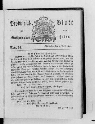 Num. 14, Ausgabe vom 5. April 1820