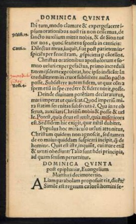 Dominica Quinta post epiphaniae ...