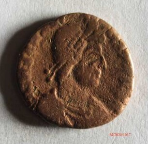 Römische Münze, Nominal Maiorina, Prägeherr Magnus Maximus, Prägeort nicht bestimmbar, Original