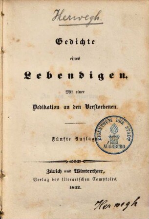 Gedichte eines Lebendigen : Mit einer Dedikation an den Verstorbenen, 1