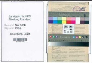 Entnazifizierung Josef Gruentjens , geb. 26.09.1901 (Kapellmeister)