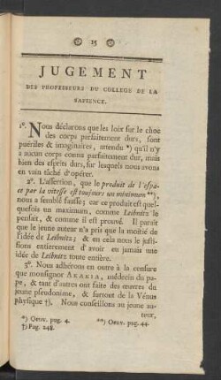 Jugement Des Professeurs Du College De La Sapience