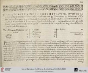 Iter Augusta Vindelicorum Patavium& c., indeque Romam
