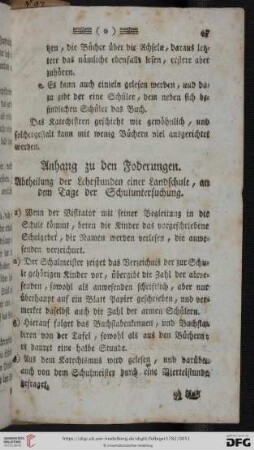Anhang zu den Foderungen