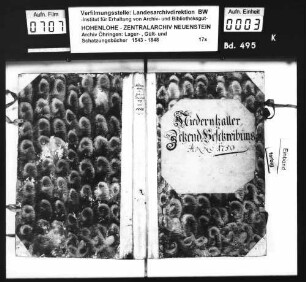 Beschreibung des Hohenlohe-Weikersheim, Stift Öhringen und Kloster Schöntal zustehenden Zehnten zu Niedernhall, renoviert durch Georg Heinrich Kern, Stadtschultheiß, und Johann Kaspar Fischer, schöntalischer Schultheiß und Adlerwirt, beide zu Niedernhall.
