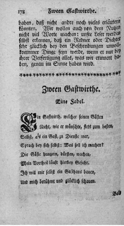 Zween Gastwirthe. Eine Fabel.