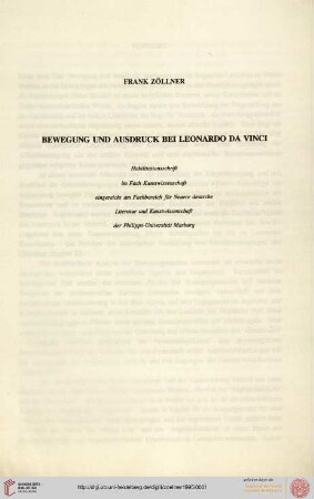 Bewegung und Ausdruck bei Leonardo da Vinci (Marburg, Univ., Habil.-Schr., 1995)