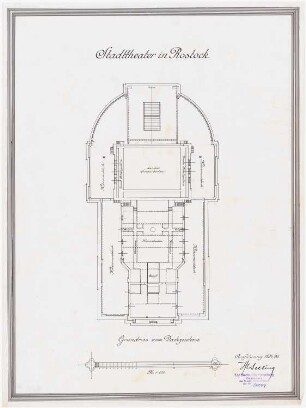Stadttheater, Rostock Ausführungsprojekt: Grundriss Dachgeschoss