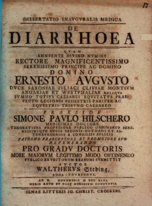 Dissertatio Inavgvralis Medica De Diarrhoea