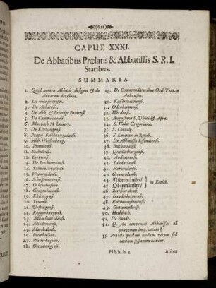 Caput XXXI. De Abbatibus Prælatis & Abbatissis S. R. I. Statibus.