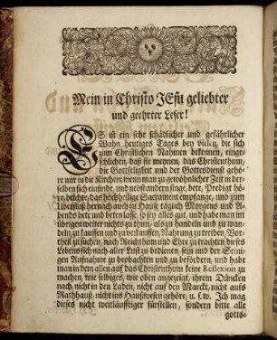 Mein in Christo JEsu geliebter und geehrter Leser