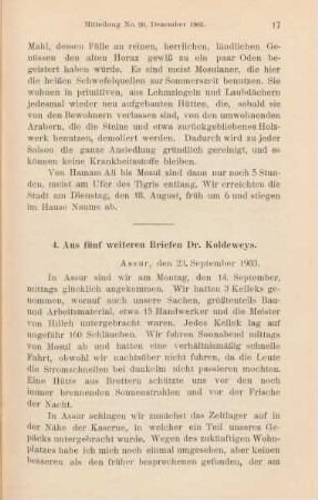 4. Aus fünf weiteren Briefen Dr. Koldewey's