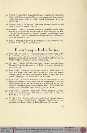 Einrichtung - Holzarbeiten (Nr. 429-445)