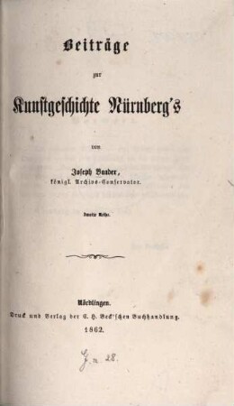 Beiträge zur Kunstgeschichte Nürnbergs, 2