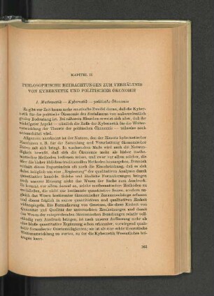Kapitel II Philosophische Betrachtungen zum Verhältnis von Kybernetik und politischer Ökonomie