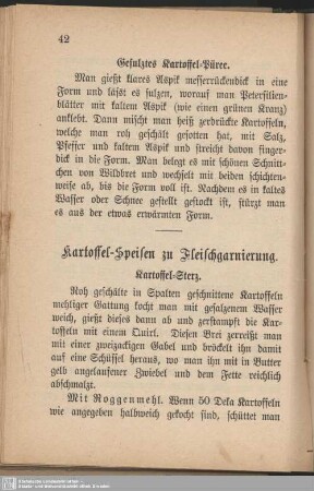 Kartoffel-Speisen zu Fleischgarnierung