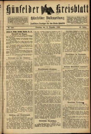 Ausgabe vom Dienstag, den 19. Dezember 1922.