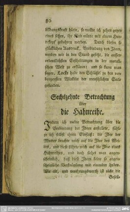 Sechszehnte Betrachtung über die Hahnreihe