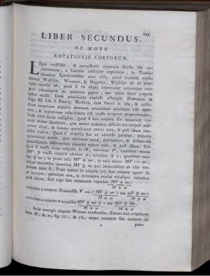 Liber Secundus. De Motu Rotations Corporum.