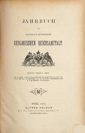 Jahrbuch der Geologischen Reichsanstalt. 31. 1881