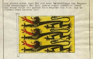 Mit den drei schwäbisch-staufischen Löwen bebilderte Landesflagge