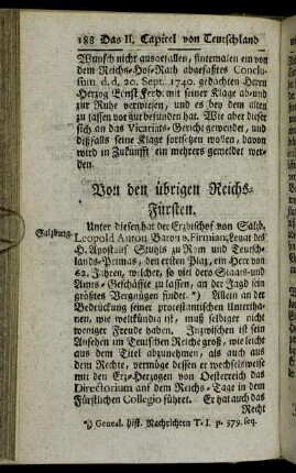 Von den übrigen Reichs-Fürsten.