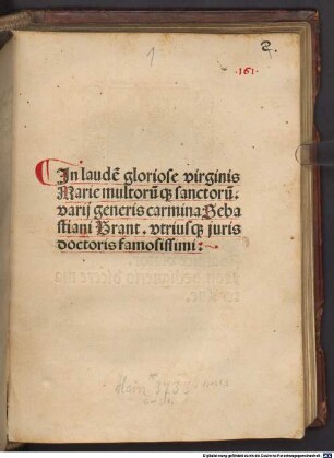 Carmina in laudem virginis Mariae multorumque sanctorum