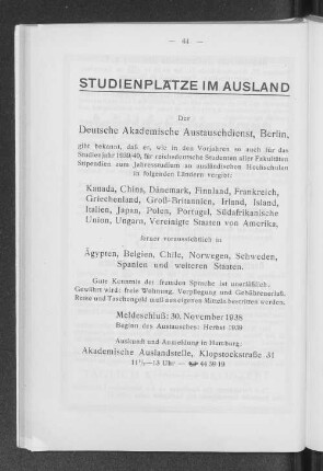 Studienplätze im Ausland