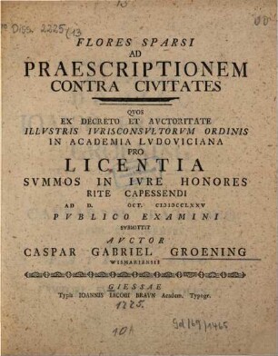 Flores Sparsi Ad Praescriptionem Contra Civitates