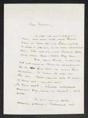 Brief von Gerhart Hauptmann an Moritz Heimann