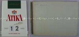 Immerwährender Kalender (originalverpackt) mit Werbeaufdruck für "Atika"-Zigaretten